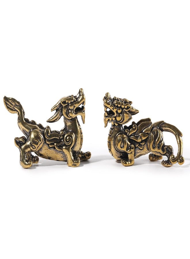 qumHmup Dragon Feng Shui Statue 2Pcs - Pixiu Figurine Pair to Attract Money and Good Luck - Indoor & Outdoor Decorative Ornament, Tea Pet Home Decor - Image 1